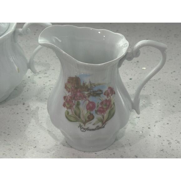 Mid Century Newfoundland Hand Painted Fine China Sugar Cream Salt Pepper Set - Picture 6 of 7